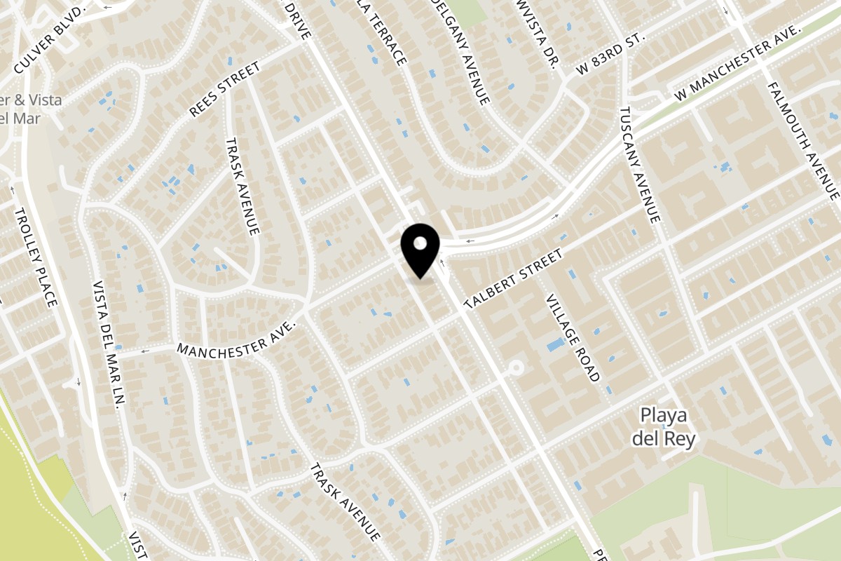 Map showing the location of Time Out Cuisine on 8501 Pershing Dr #4 in Playa Del Rey